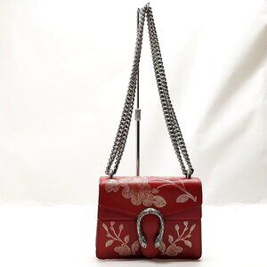 Authentic Gucci Shoulder Bag Red Leather mn828-120826